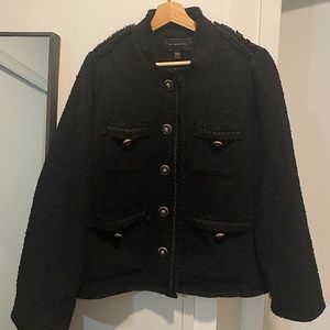 Chanel style black tweed jacket